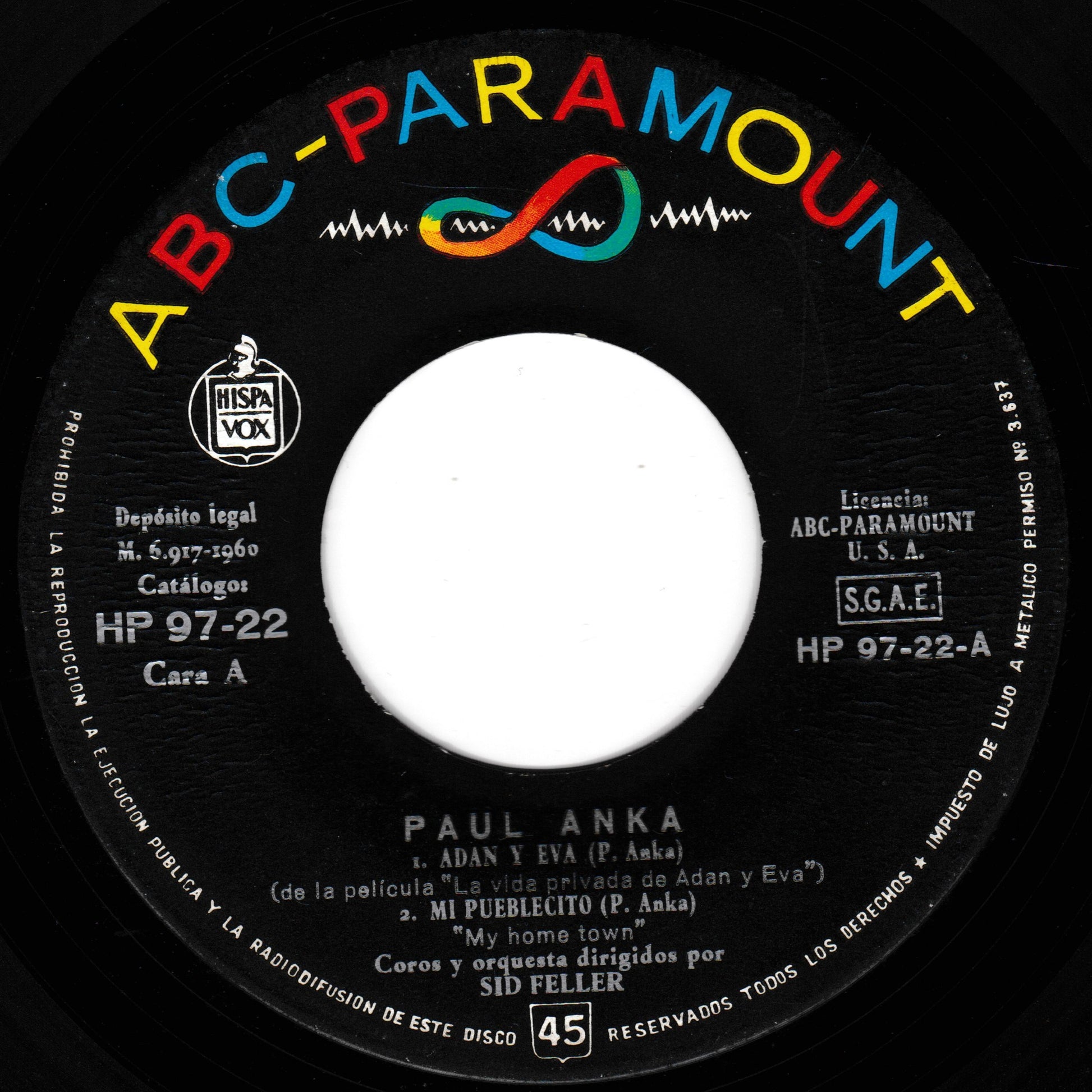 Vinyl record label with ABC-Paramount logo and text