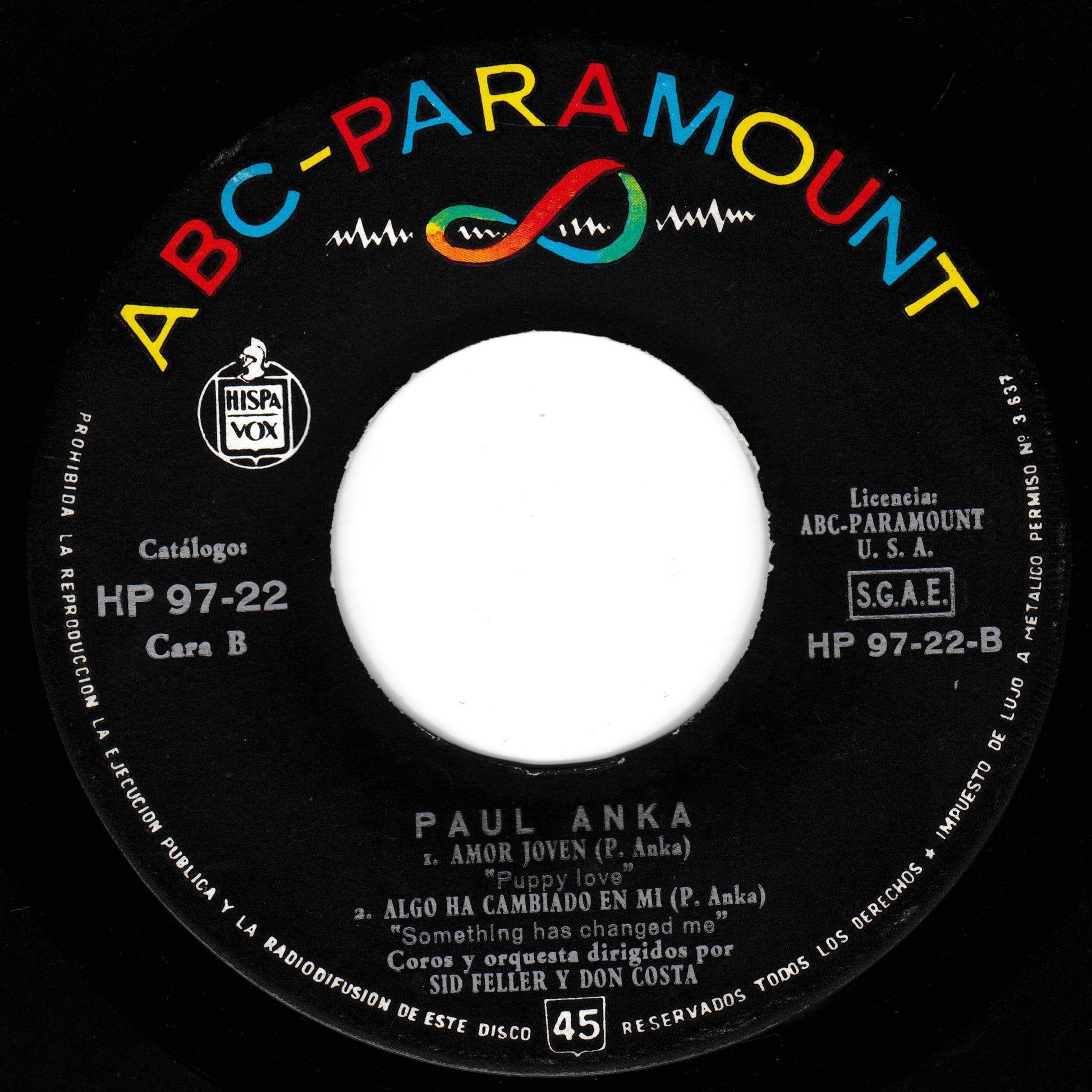 Record label with ABC-Paramount logo and text on a black background