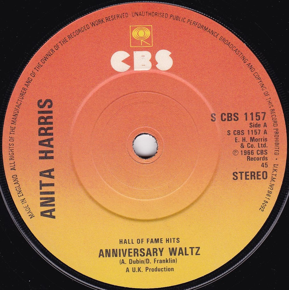 Anita Harris – Anniversary Waltz (CBS 1983) 7" vinyl single G+/- RE