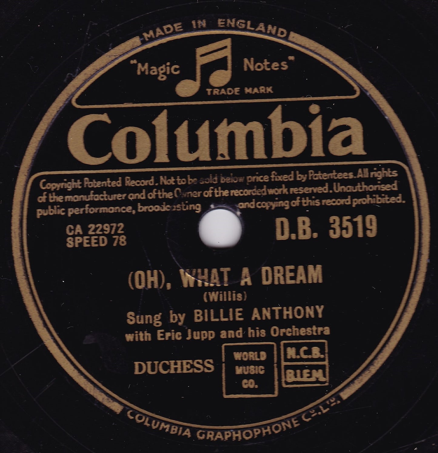 Billie Anthony – This Ole House / Oh, What A Dream (1954) 10" shellac VG/-