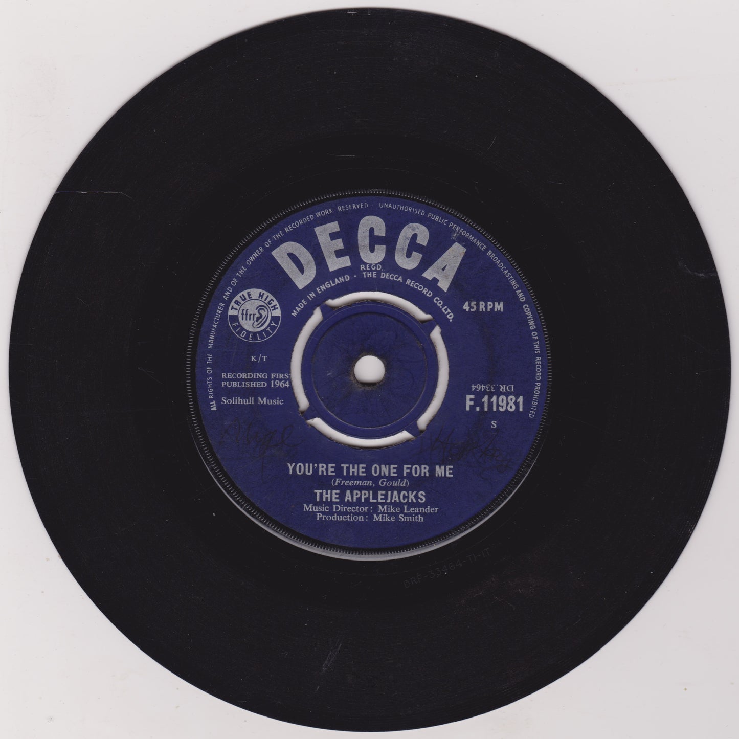 The Applejacks – Three Little Words (I Love You) (Decca 1964) 7" vinyl single G+/-
