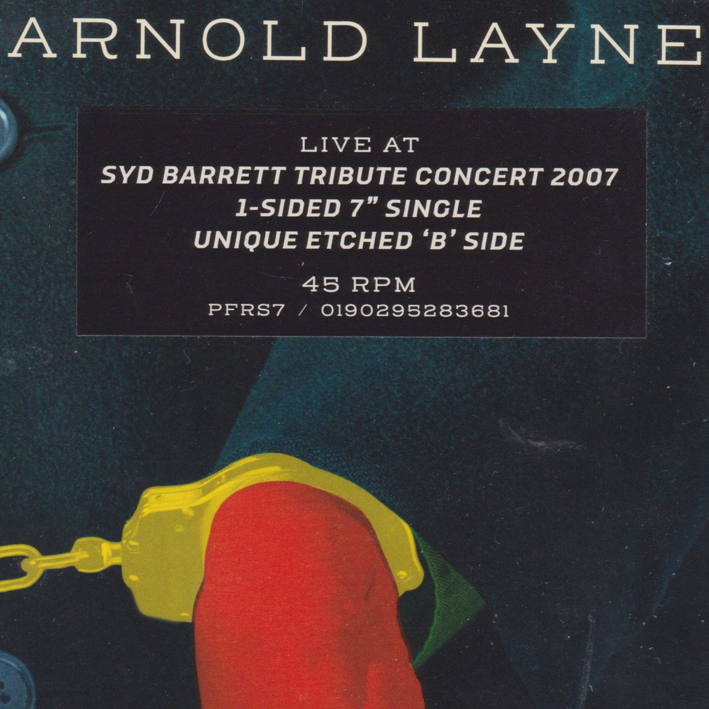 Single cover with text about a Syd Barrett tribute concert and vinyl record details.