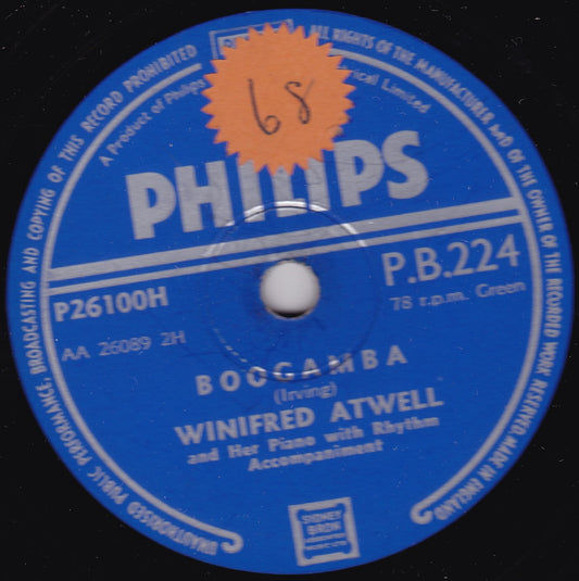 Winifred Atwell - Boogamba / Wanderlust Waltz (1953) 10" shellac VG/-