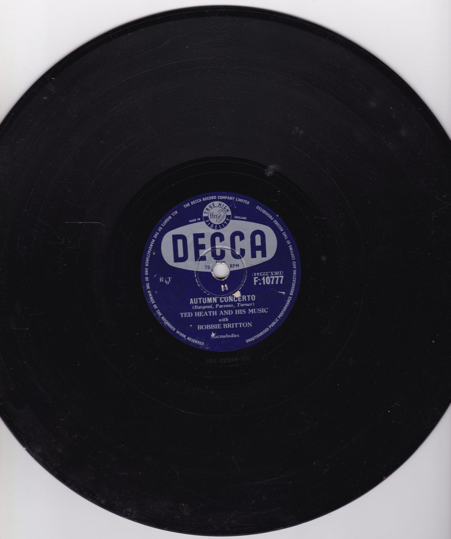 Ted Heath And His Music – Autumn Concerto (Decca 1956) 10" shellac VG/-