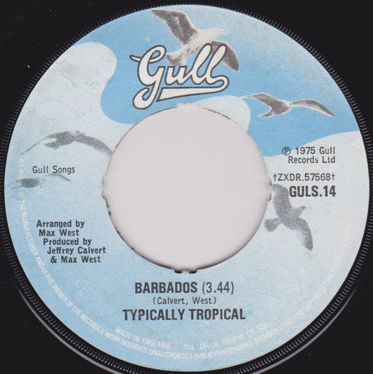 Typically Tropical ‎– Barbados (Gull 1975) 7" vinyl single VG/- jukebox