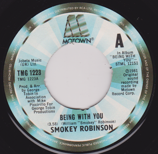 Smokey Robinson ‎– Being With You (Motown 1981) 7" vinyl single G+/- jukebox