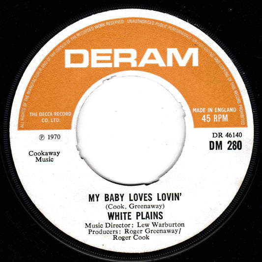 Record label for a Deram record with text and branding