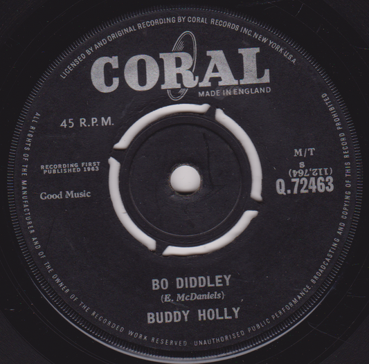 Buddy Holly – Bo Diddley (Coral 1963) 7" vinyl single G+/-