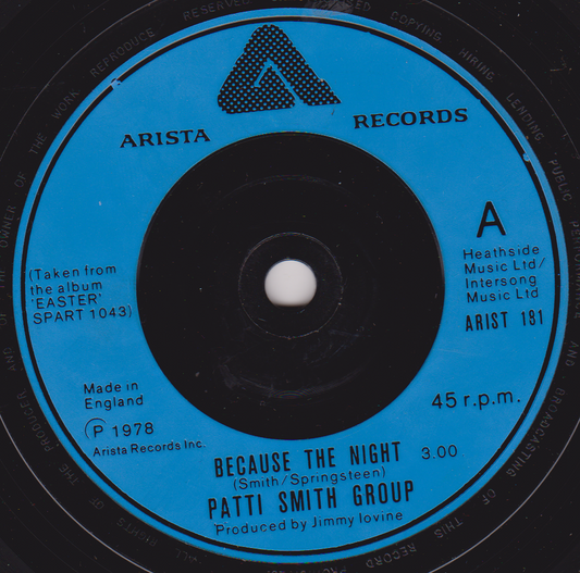 Patti Smith Group – Because The Night (Arista 1978) 7" vinyl single VG/-