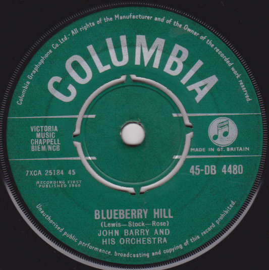 The John Barry Seven - Blueberry Hill (Columbia 1960) 7" vinyl single G+/-