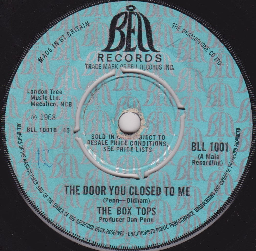 The Box Tops – Cry Like A Baby (Bell 1968) 7" vinyl single G+/-