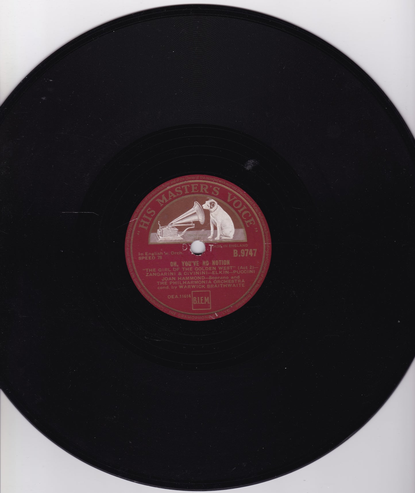 Jean Hammond - Oh, You've No Notion (HMV 1949) 10" shellac VG/-