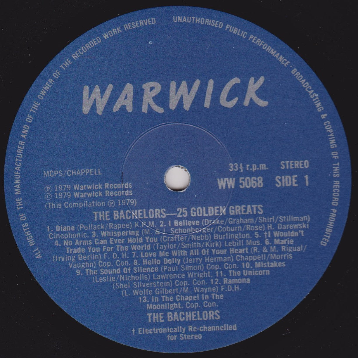 The Bachelors – 25 Golden Greats (Warwick 1979) 12" vinyl LP VG/VG