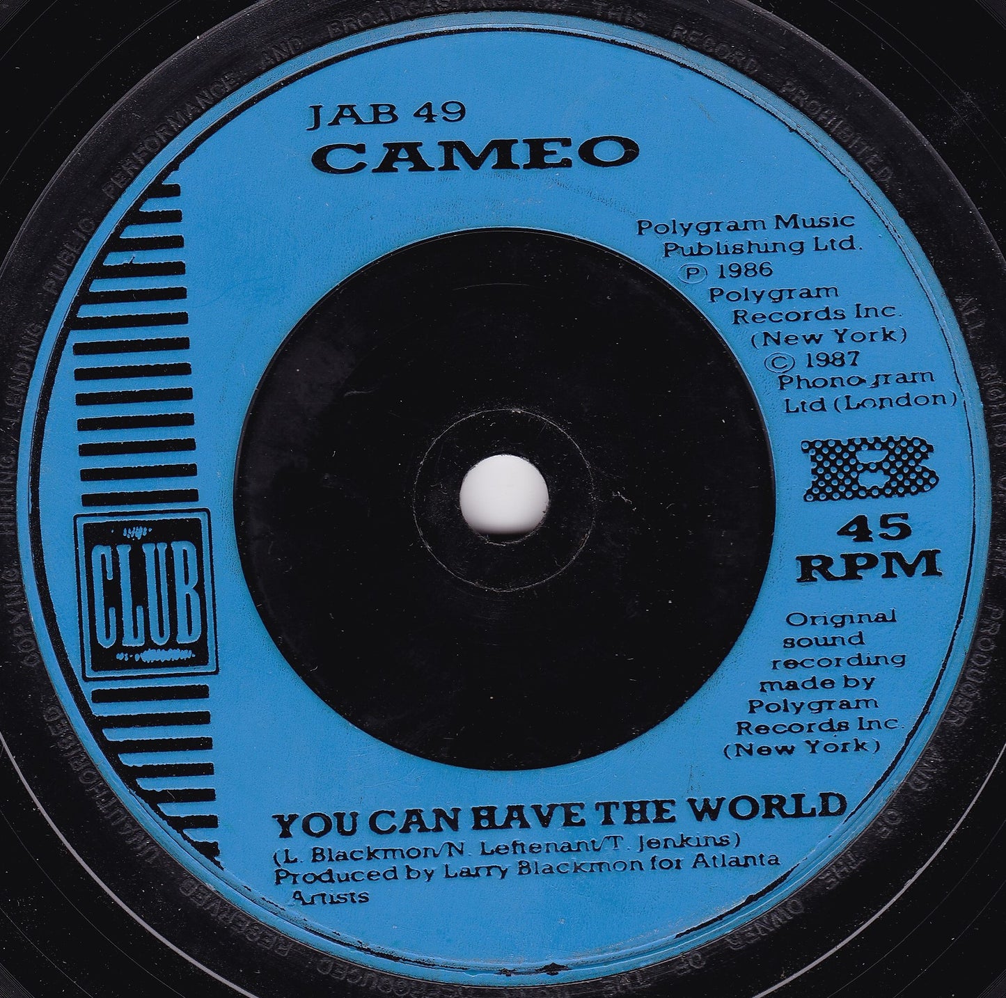 Cameo - Back & Forth (Club 1987) 7" vinyl single G+/-