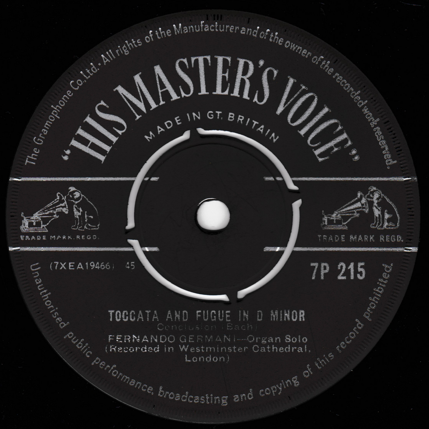 His Master's Voice record label with text and branding