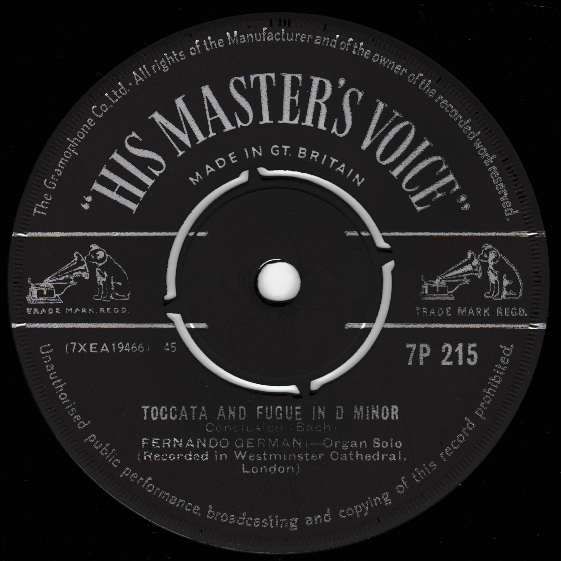 His Master's Voice record label with text and branding