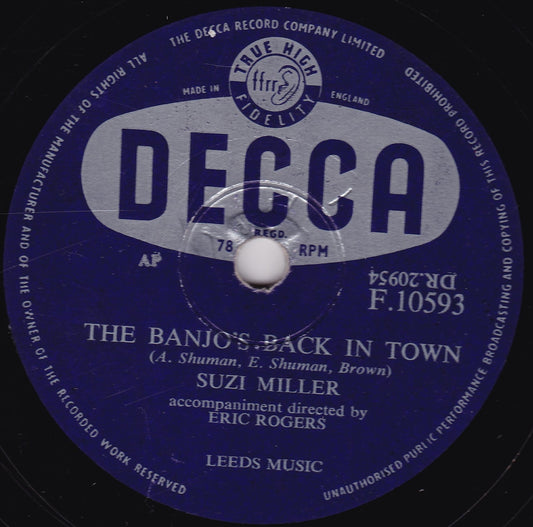 Suzi Miller ‎– The Banjo's Back In Town (Decca 1955) 10" shellac VG/-