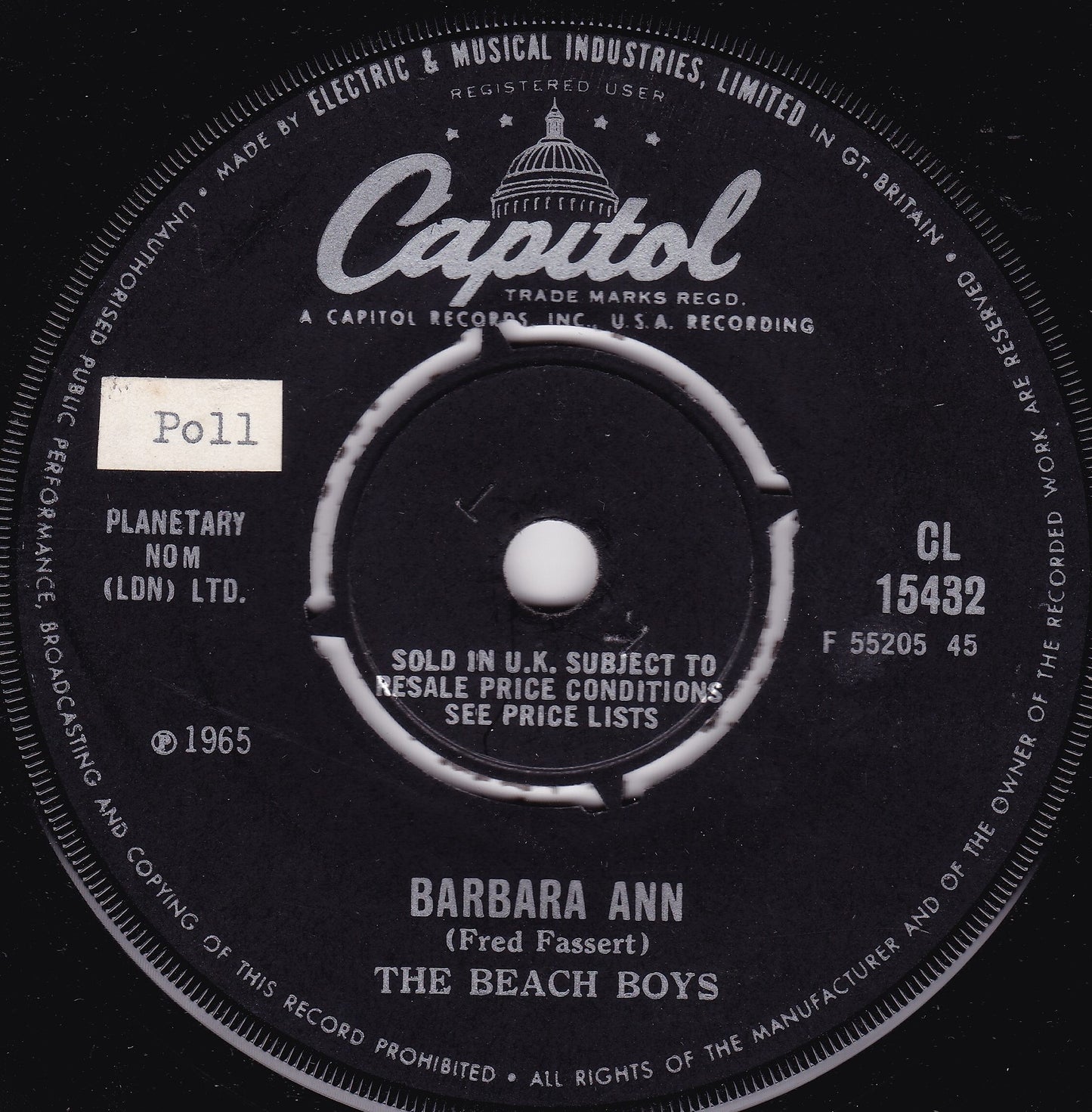 The Beach Boys - Barbara Ann (Capitol 1966) 7" single VG/-