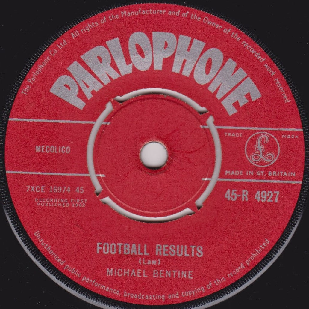 Michael Bentine – Football Results (Parlophone 1962) 7" vinyl single VG/-