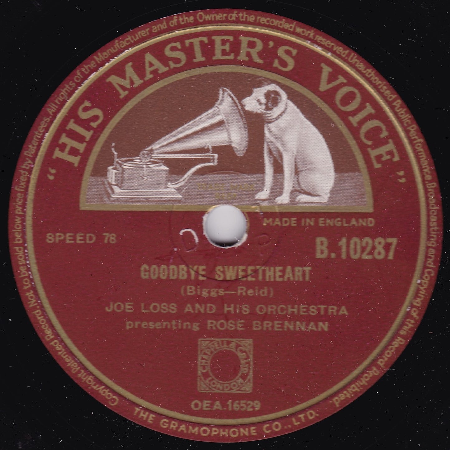 Joe Loss & His Orchestra ‎– Be Anything / Goodbye Sweetheart 10" shellac VG/-