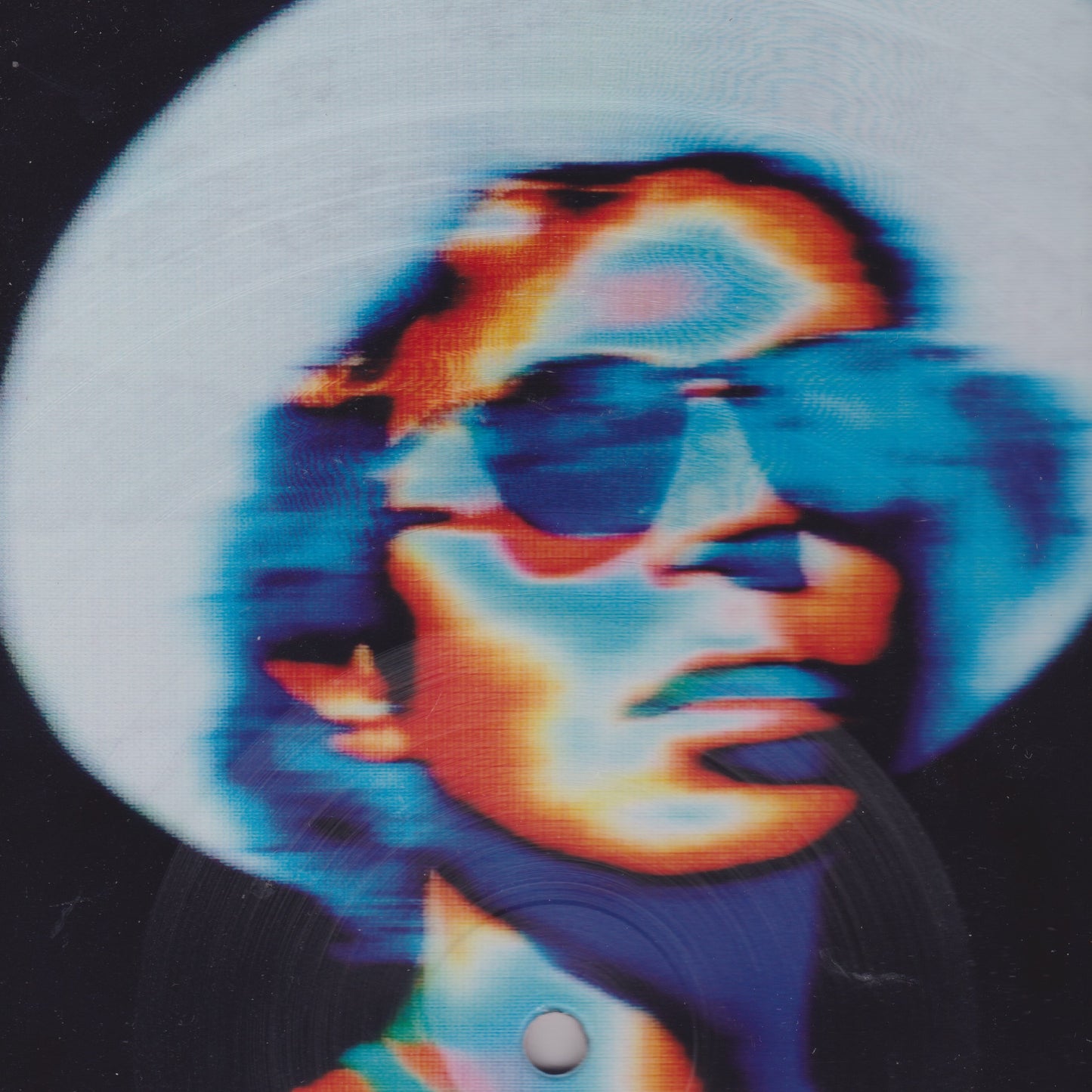 Colorful abstract portrait of a person with sunglasses on a black background
