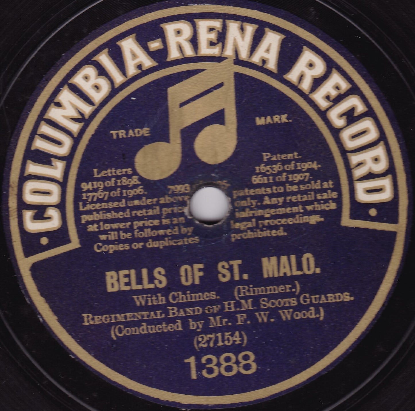 Regimental Band Of H. M. Scots Guards – Bells Of St. Malo 10" shellac VG/G+