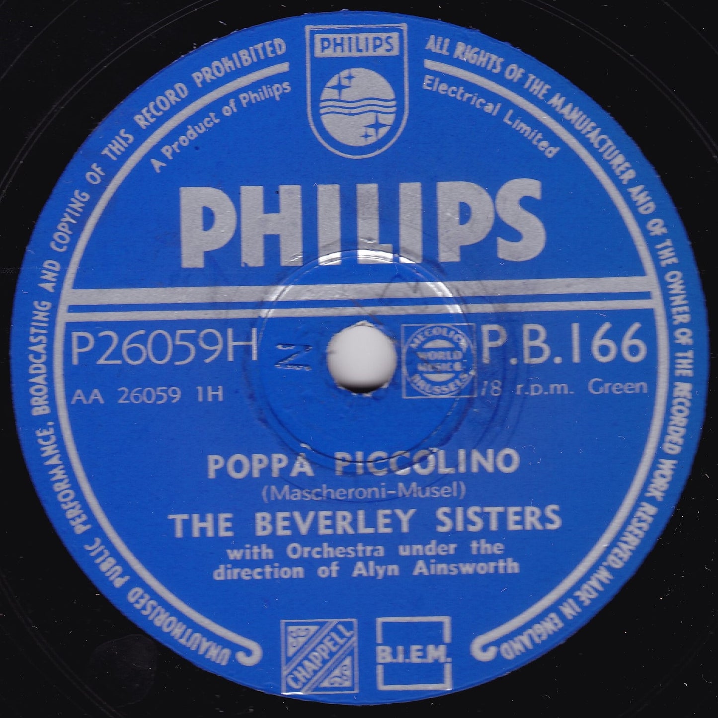 The Beverley Sisters – Poppa Piccolino / Vaya Con Dios (1953) 10" shellac VG/-