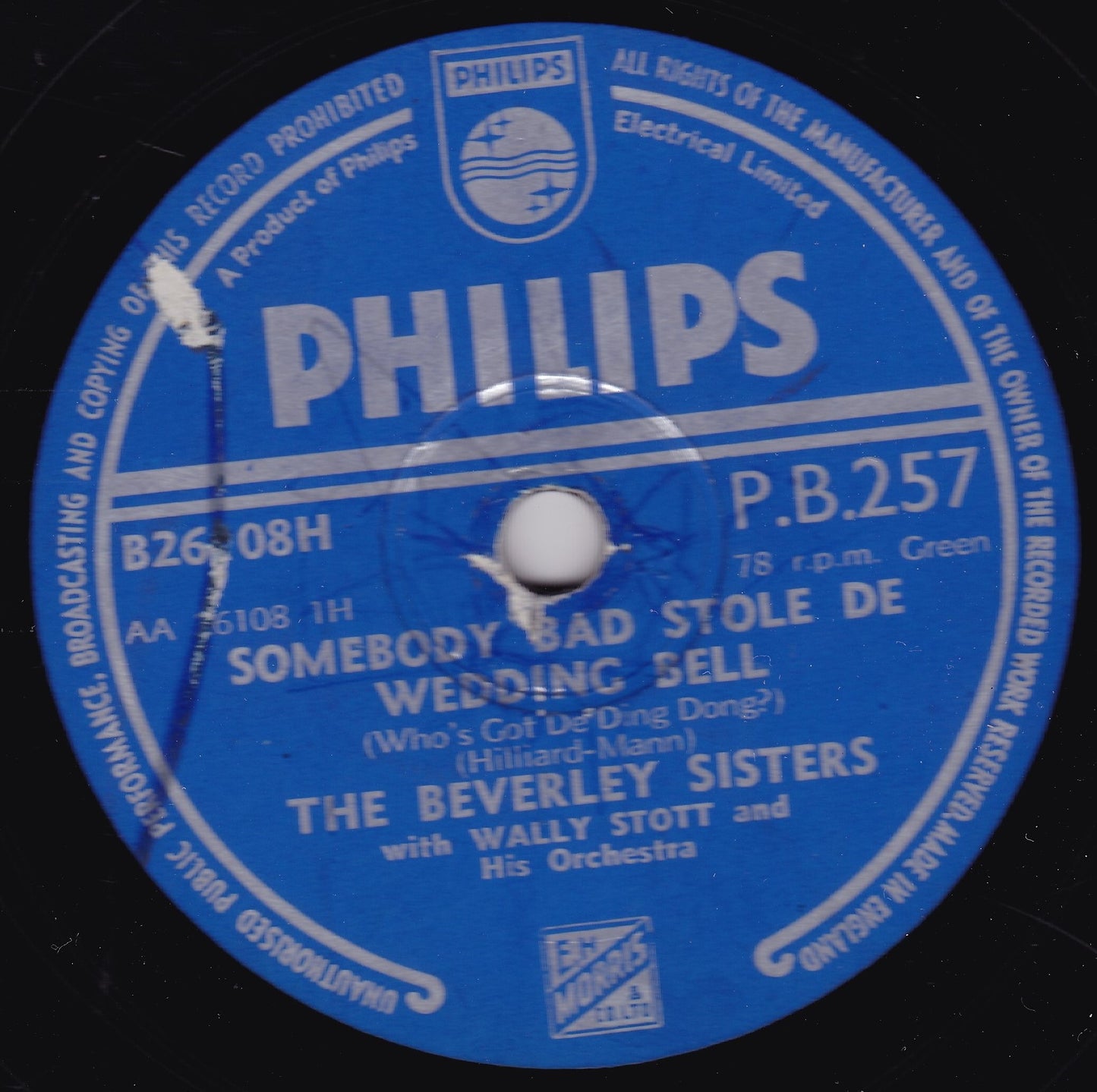 The Beverley Sisters – Somebody Bad Stole De Wedding Bell (1954) 10" shellac VG