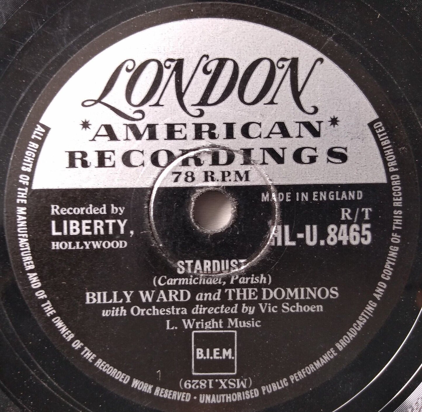 Billy Ward And The Dominos - Stardust (London 1957) 10" shellac VG/-