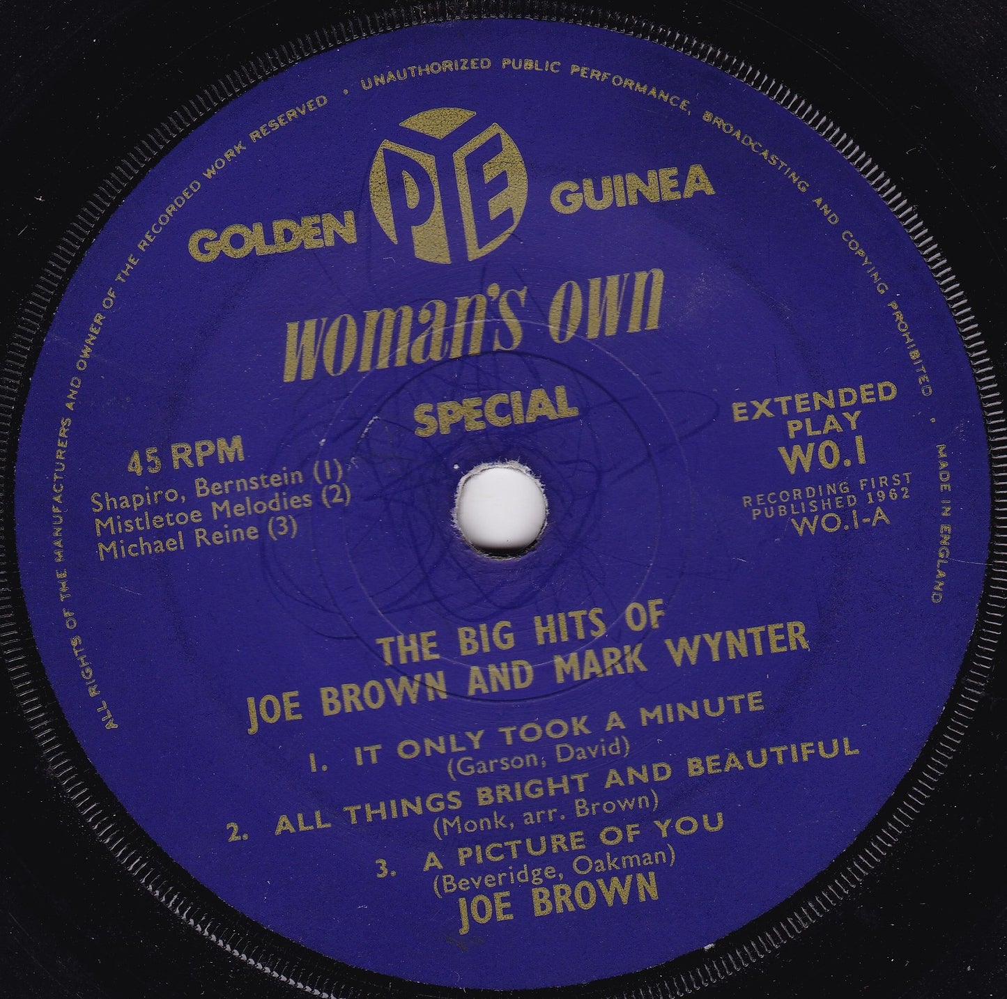 The Big Hits Of Joe Brown And Mark Wynter (Pye 1963) 7" vinyl P/S EP G/VG