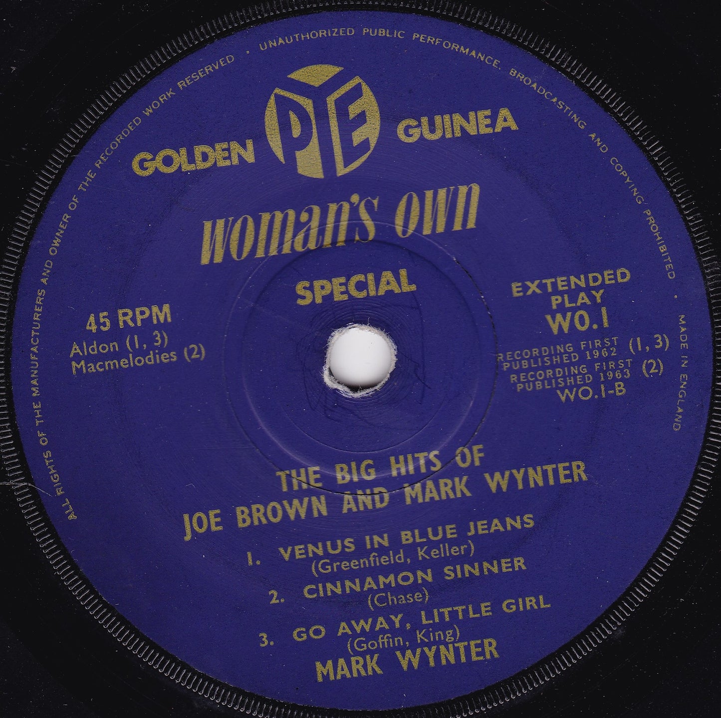 The Big Hits Of Joe Brown And Mark Wynter (Pye 1963) 7" vinyl P/S EP G/VG