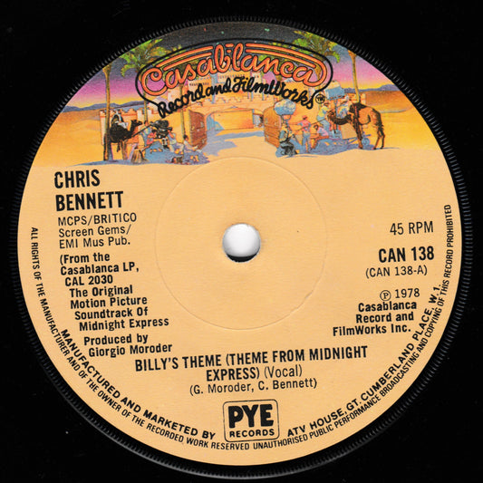 Chris Bennett - Billy's Theme (Casablanca, 1978) 7" vinyl single VG/-