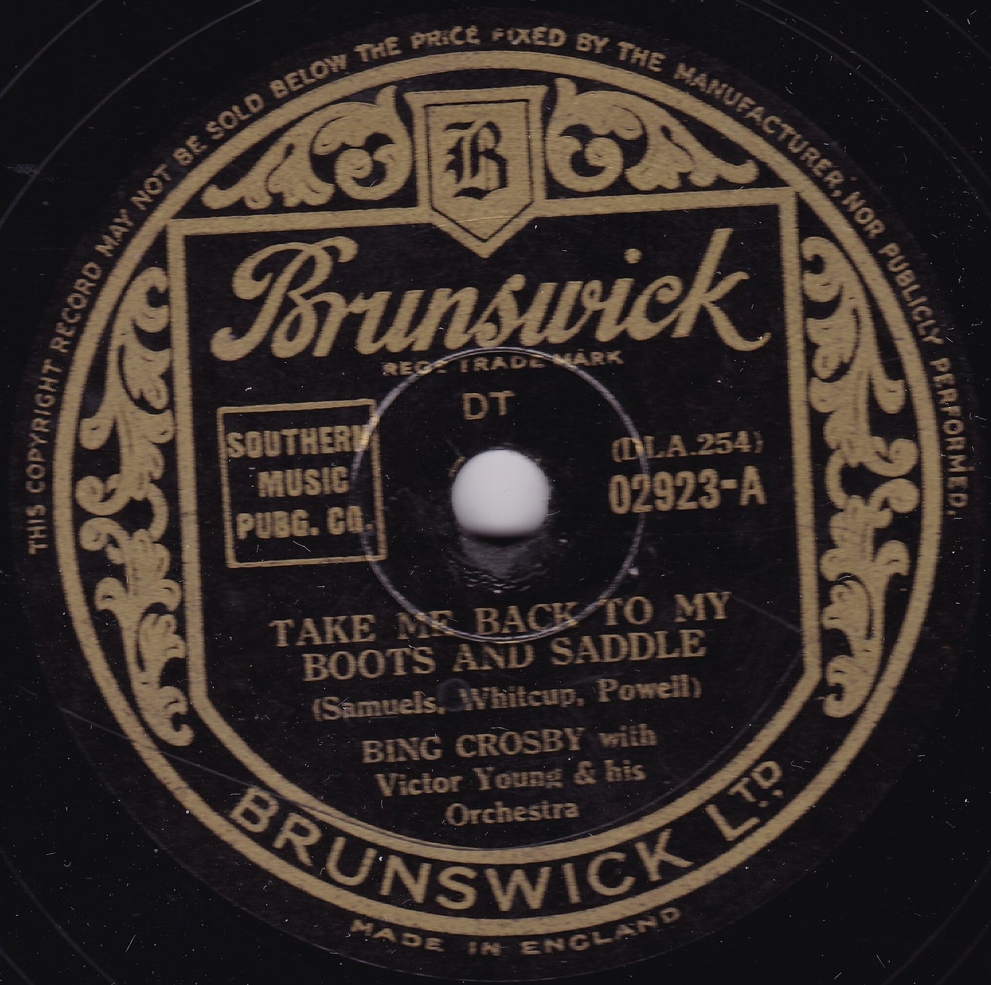 Bing Crosby – Take Me Back To My Boots And Saddle 10" shellac VG/-