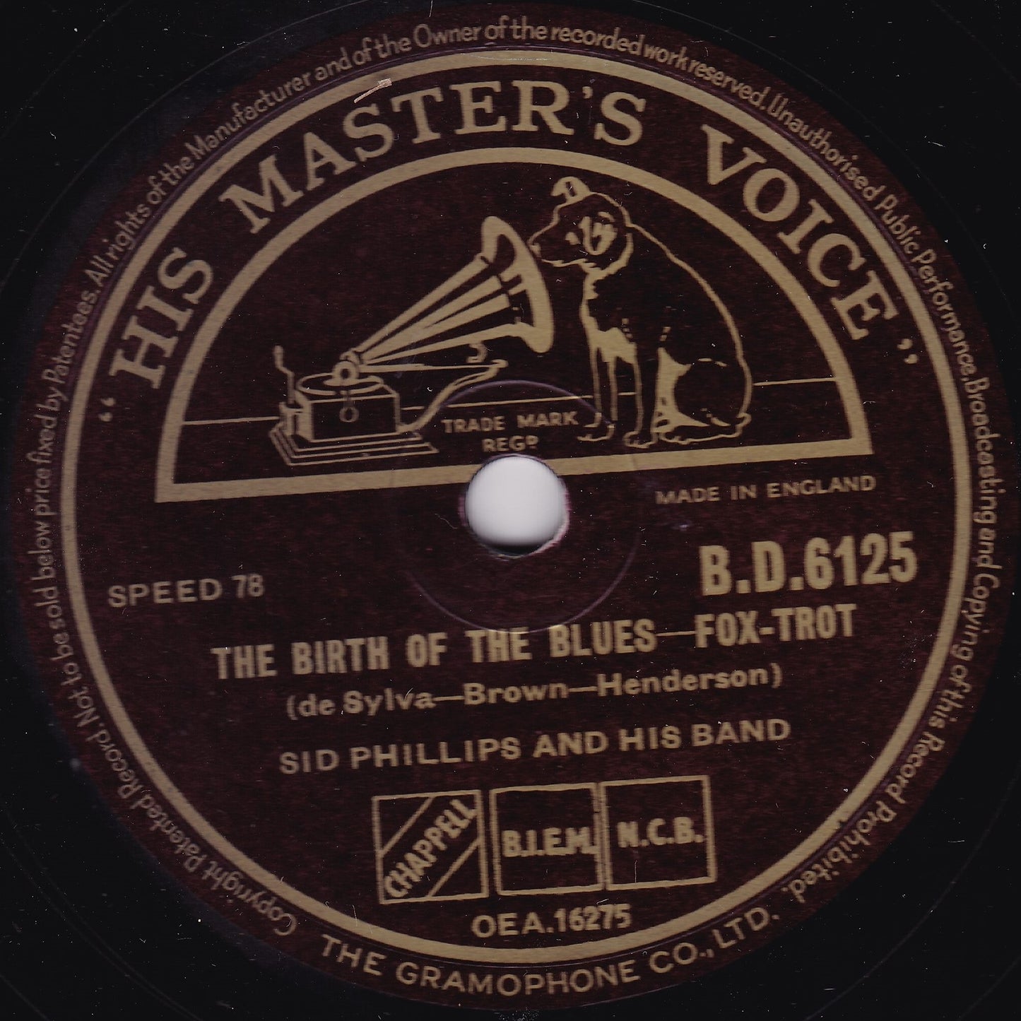 Sid Phillips Band – The Birth Of The Blues (HMV) 10" shellac VG/-