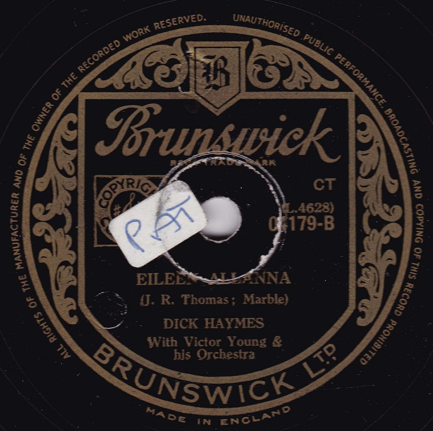 Dick Haymes - The Blarney Roses (Brunswick) 10" shellac VG/-