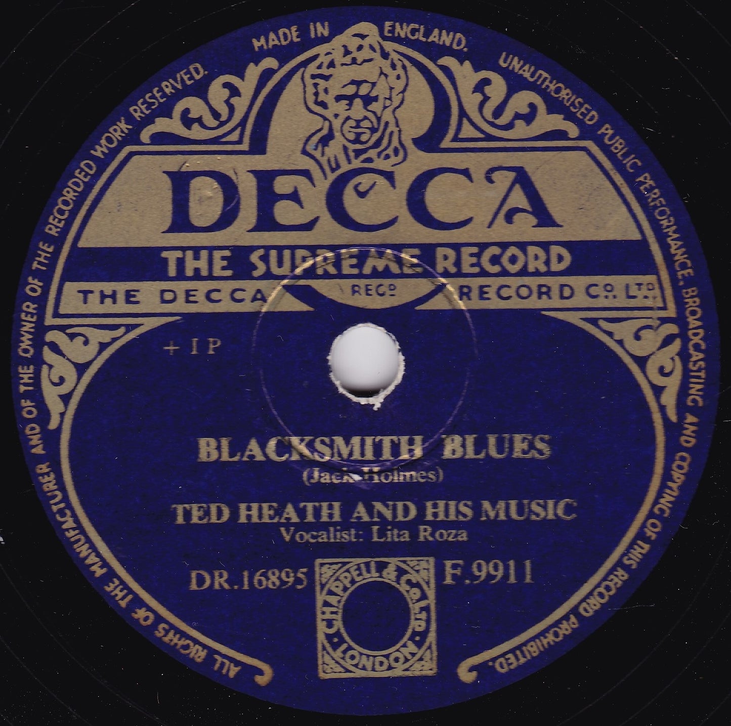 Ted Heath And His Music – Blacksmith Blues (Decca 1952) 10" shellac VG/-