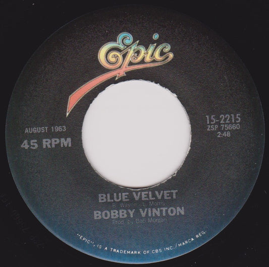 Bobby Vinton - Blue Velvet / Blue On Blue 7” vinyl US single VG/- jukebox