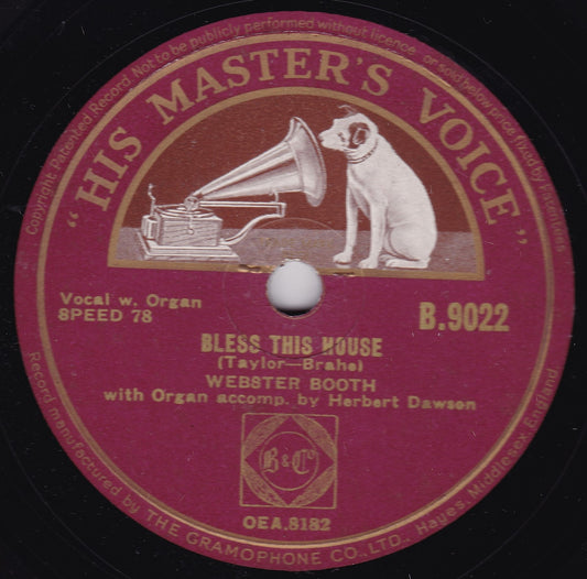 Webster Booth - Bless This House / Danny Boy (HMV 1940) 10" shellac VG/-