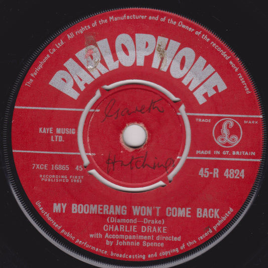 Charlie Drake ‎– My Boomerang Won't Come Back (Parlophone 1961) 7" vinyl single G+/-