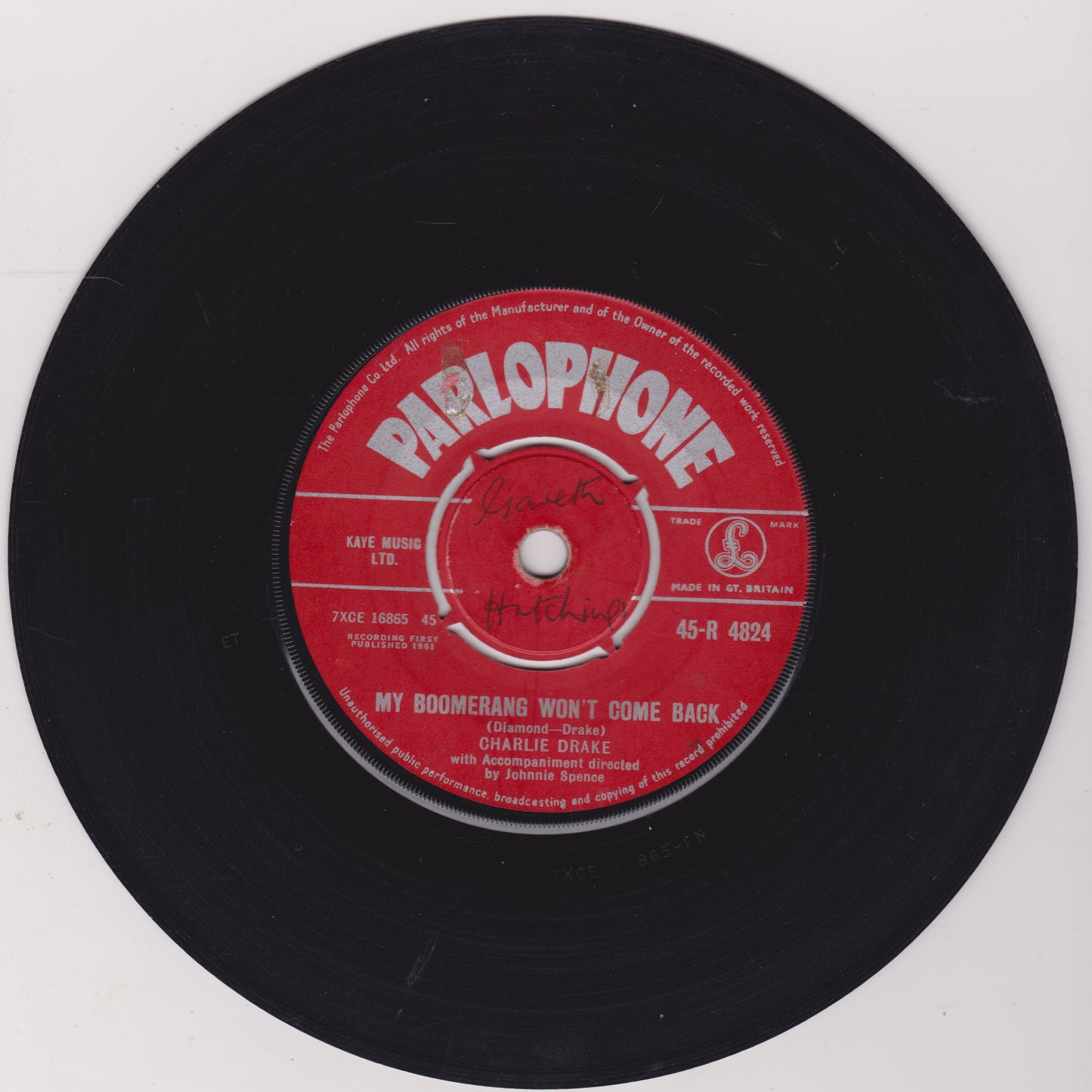 Charlie Drake ‎– My Boomerang Won't Come Back (Parlophone 1961) 7" vinyl single G+/-