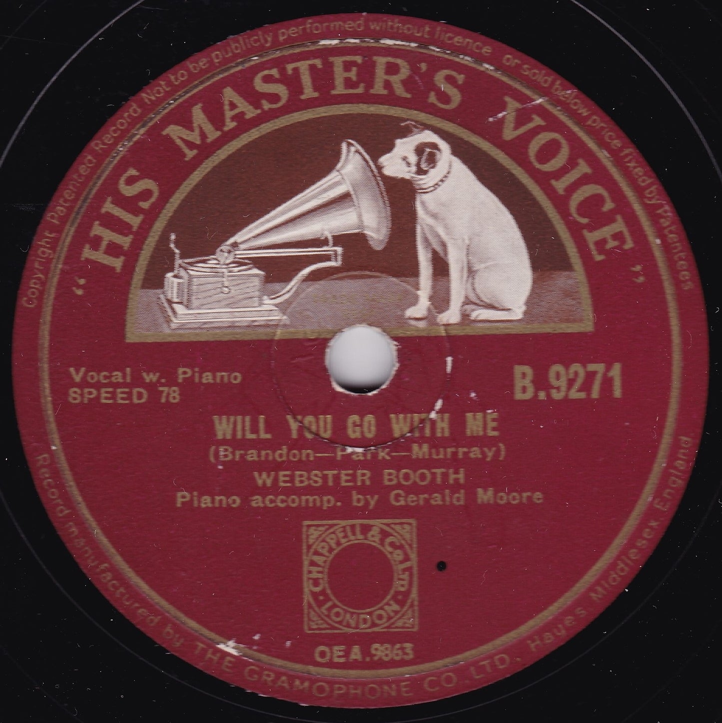 Webster Booth - Come Back, My Love (HMV 1942) 10" shellac VG/-