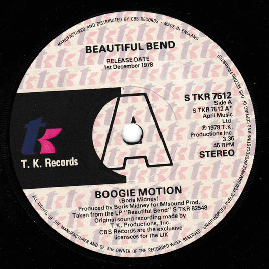 Beautiful Bend - Boogie Motion (TK 1978) 7" vinyl single VG/- promo