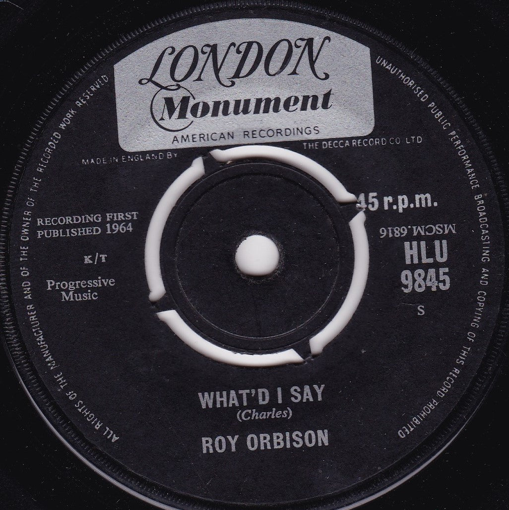 Roy Orbison - Borne On The Wind (London 1964) 7" vinyl single G+/-