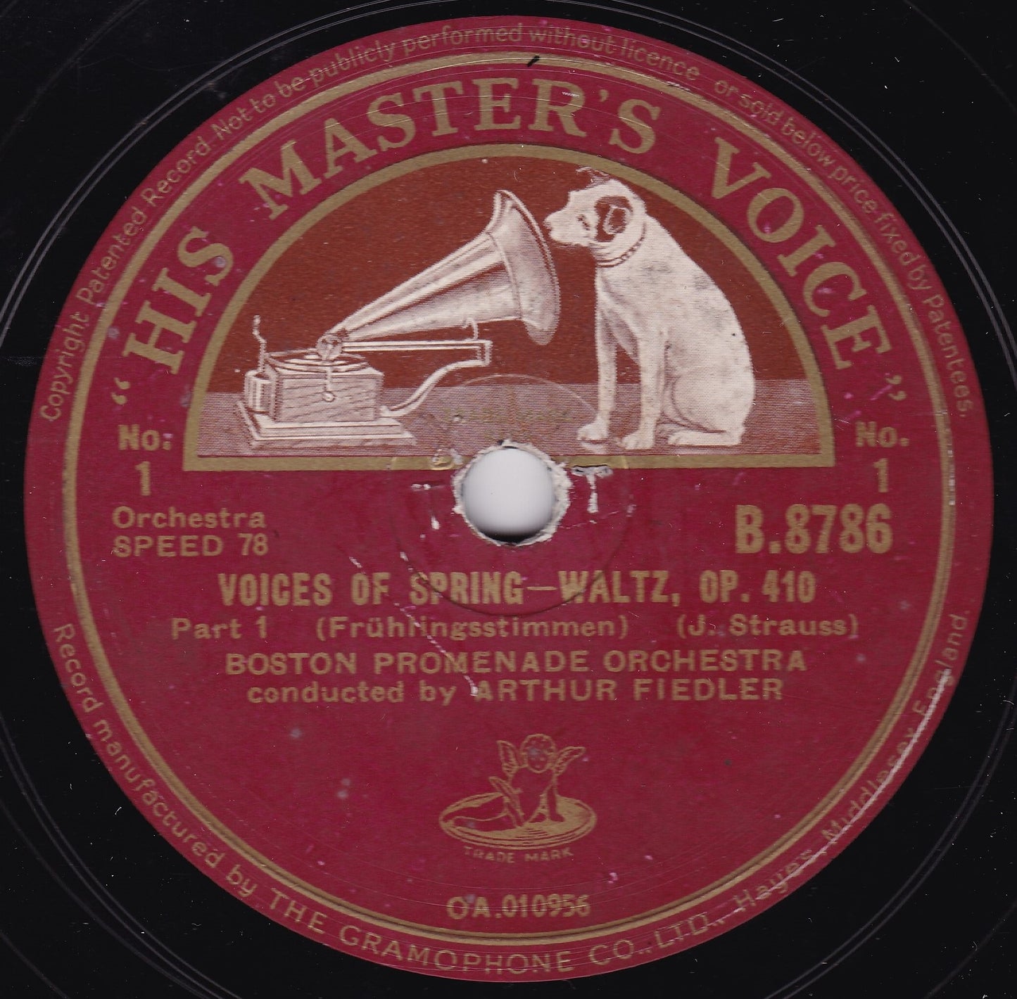 Boston Promenade Orchestra - Voices Of Spring - Waltz, Op. 410 10" shellac VG/-