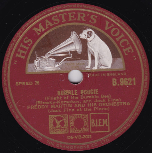 Freddy Martin And His Orchestra ‎– Bumble Boogie (HMV) 10" shellac VG/-