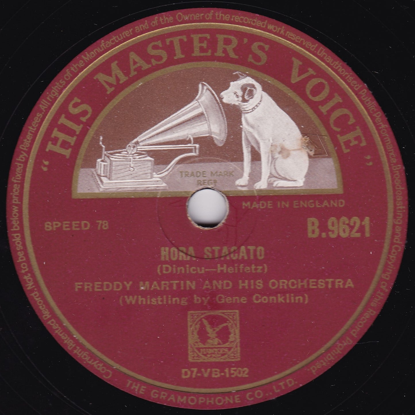 Freddy Martin And His Orchestra ‎– Bumble Boogie (HMV) 10" shellac VG/-