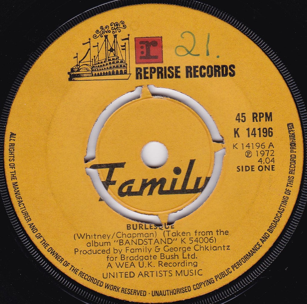 Family - Burlesque (Reprise 1972) 7" vinyl single VG/-