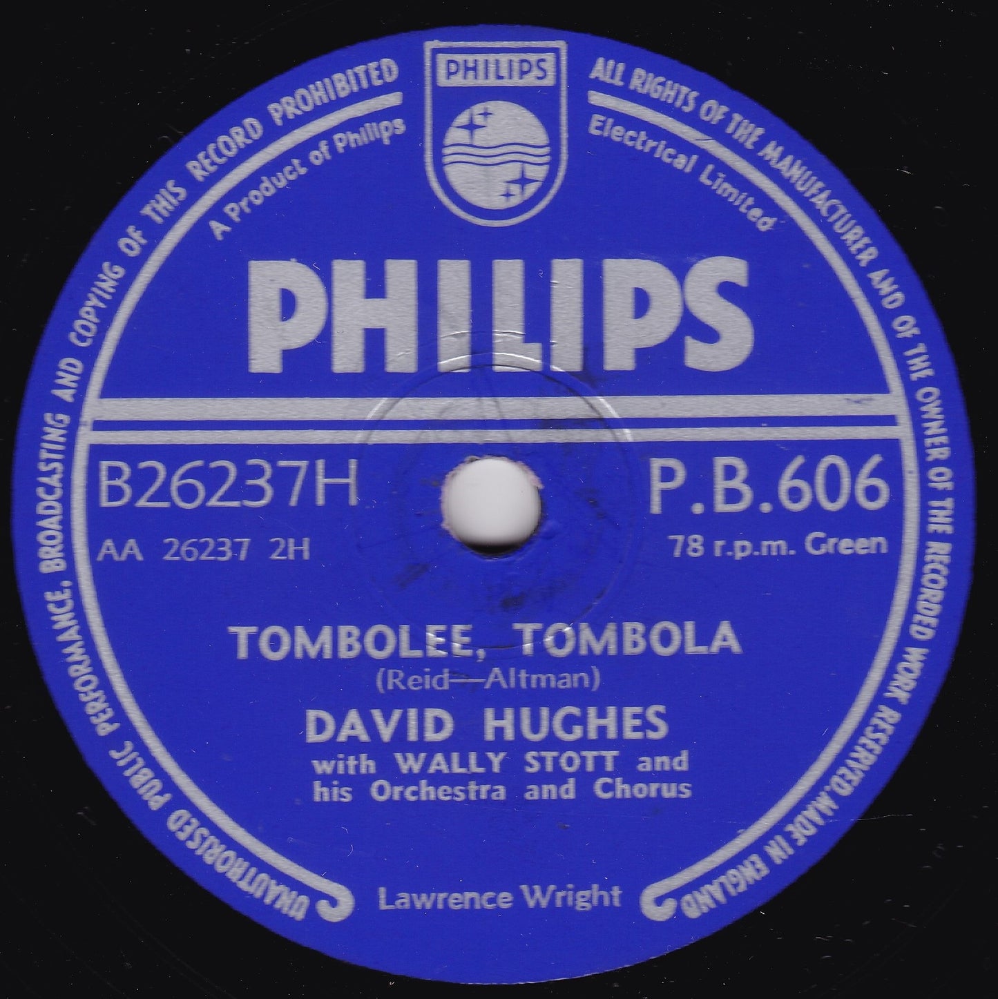 David Hughes ‎– By The Fountains Of Rome (Philips 1956) 10" shellac VG/VG