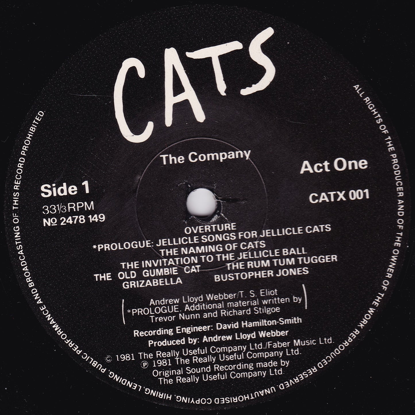 Andrew Lloyd Webber – Cats (Polydor 1981)  2x12" vinyl LP VG/G+