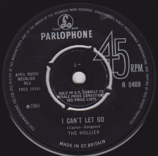The Hollies – I Can't Let Go (Parlophone 1966) 7" vinyl single VG/-